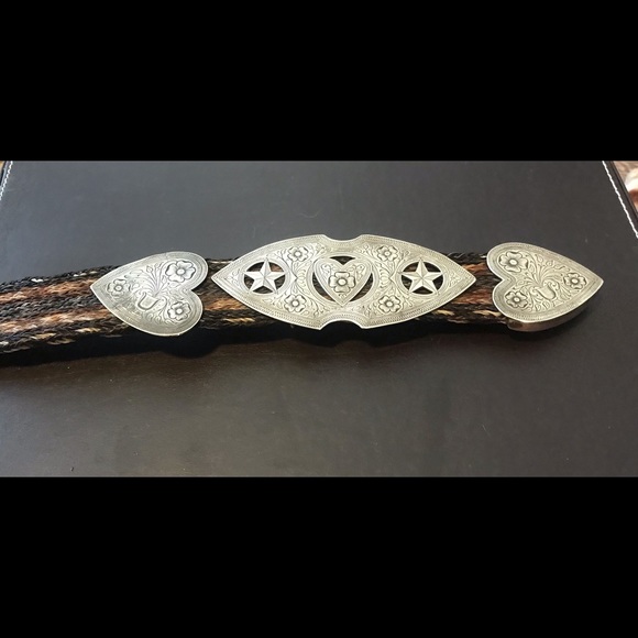 1970’s vintage silver and braided horsehair belt